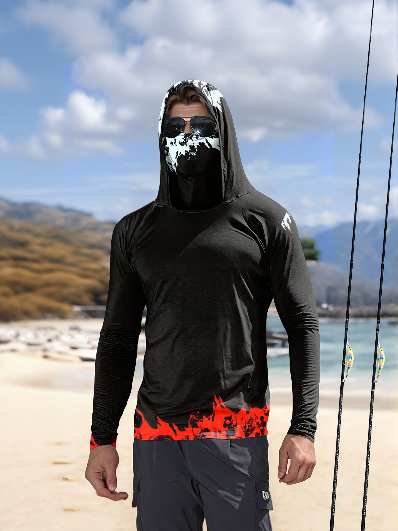 Fishing Shirt Uv Protection - Camisa de pesca com capuz para