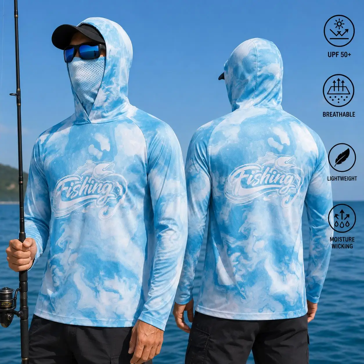 Camisa de pesca masculina com  - Fishing Shirt Uv Protection avaliação e preço