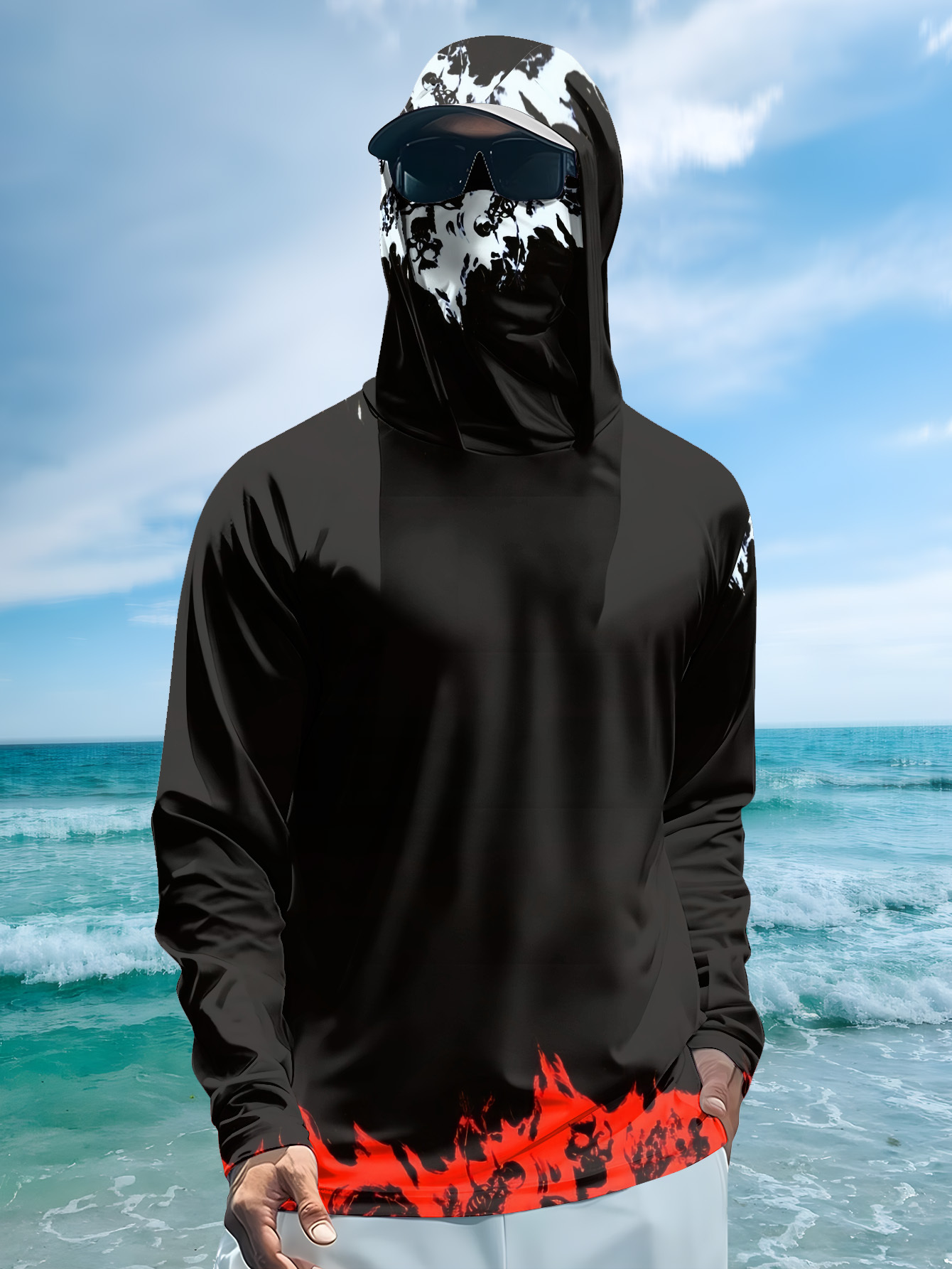 Camisa de pesca com capuz para - Fishing Shirt Uv Protection avaliação e preço